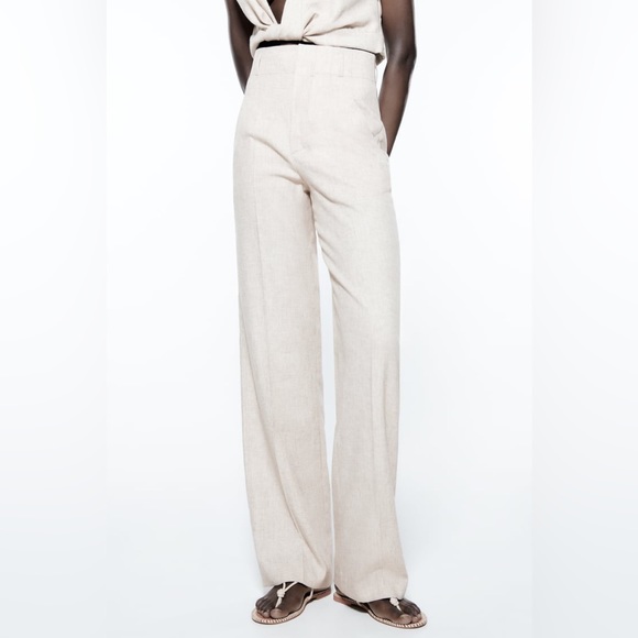 ZARA 2-Piece Beige Linen Coord Matching Outfit Set - Picture 4 of 16